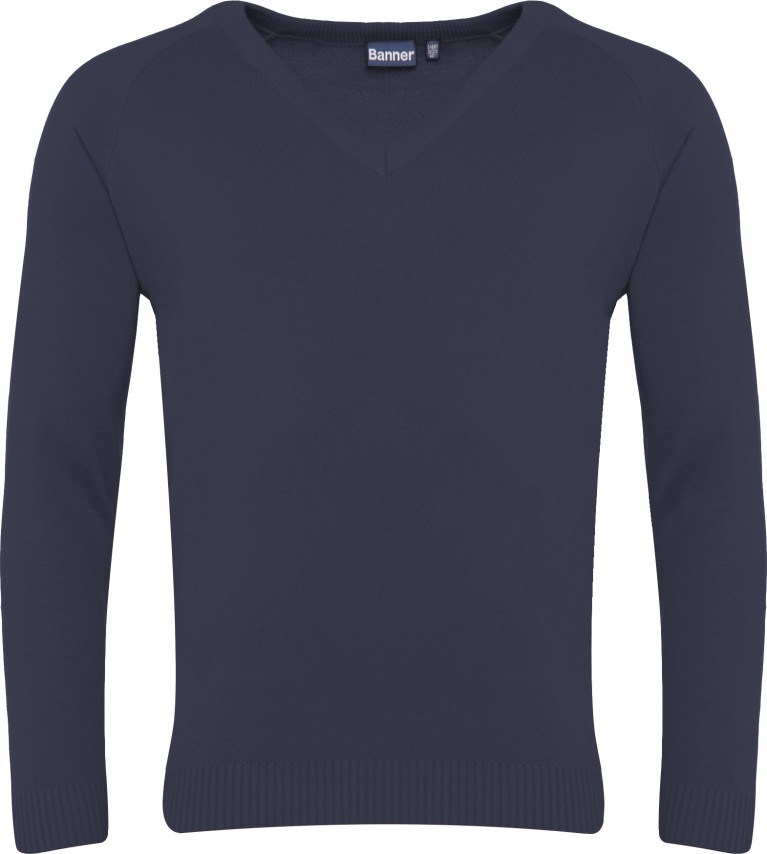 Navy Knit V-Neck Jumper