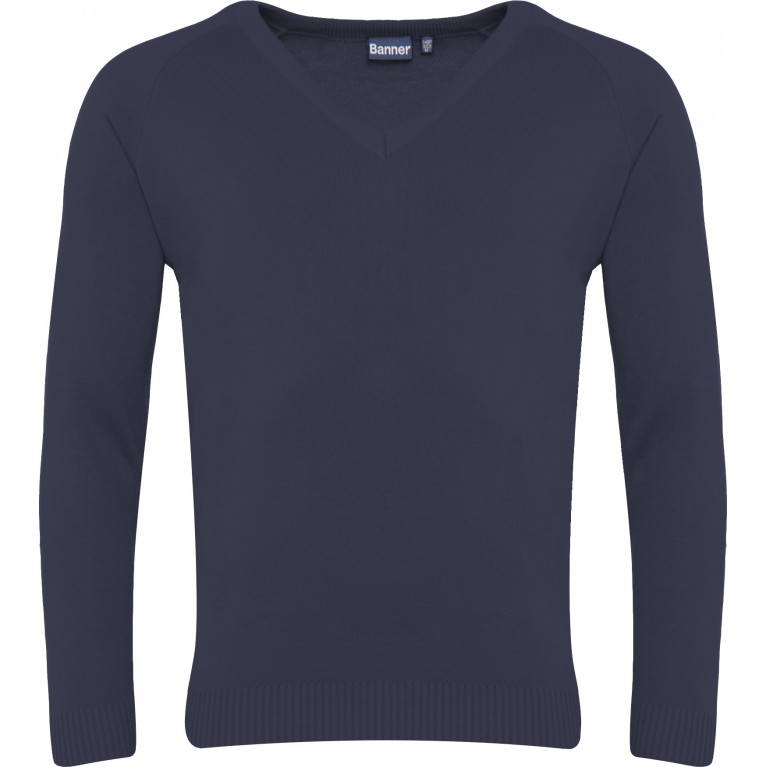 Navy Knit V-Neck Jumper